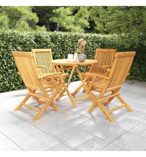 5-tlg. Garten-Essgruppe Massivholz Teak