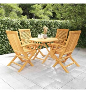 5-tlg. Garten-Essgruppe Massivholz Teak