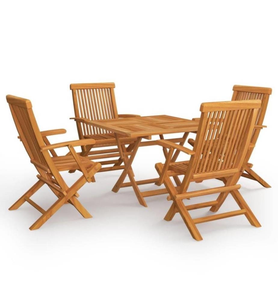 Salon de jardin 5 pcs Bois de teck massif