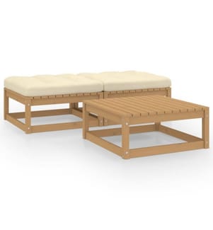 3-tlg. Garten-Lounge-Set mit Kissen Massivholz Kiefer
