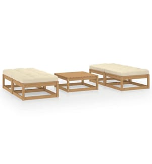 5-tlg. Garten-Lounge-Set mit Kissen Kiefer Massivholz