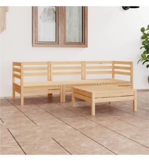 4-tlg. Garten-Lounge-Set Massivholz Kiefer