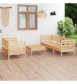 6-tlg. Garten-Lounge-Set Kiefer Massivholz