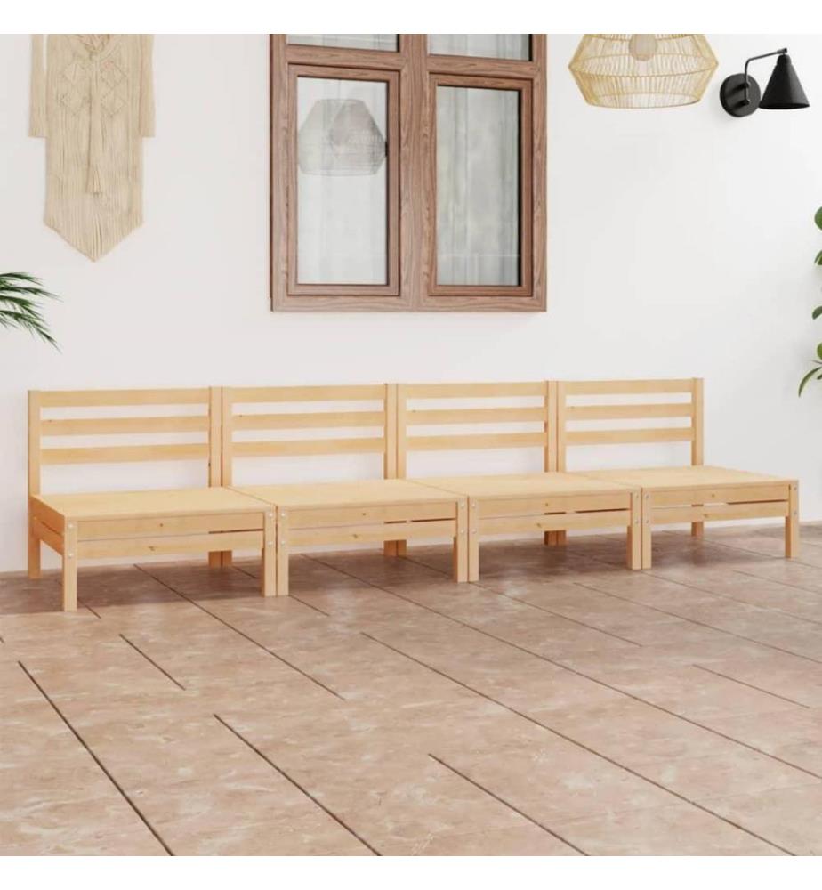 4-tlg. Garten-Lounge-Set Kiefer Massivholz