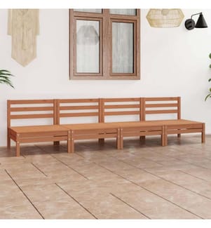 4-tlg. Garten-Lounge-Set Honigbraun Massivholz Kiefer