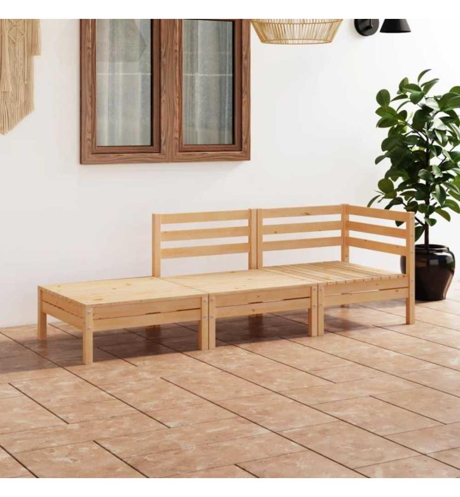 3-tlg. Garten-Lounge-Set Massivholz Kiefer