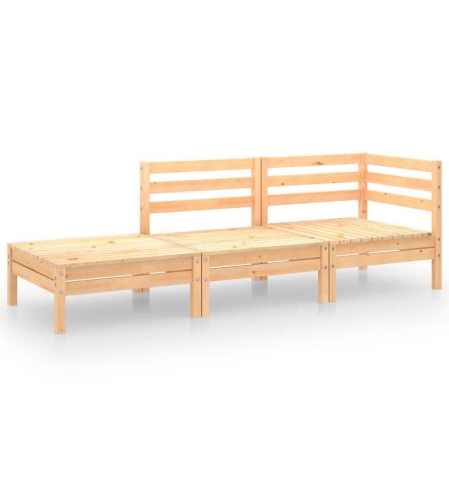3-tlg. Garten-Lounge-Set Massivholz Kiefer