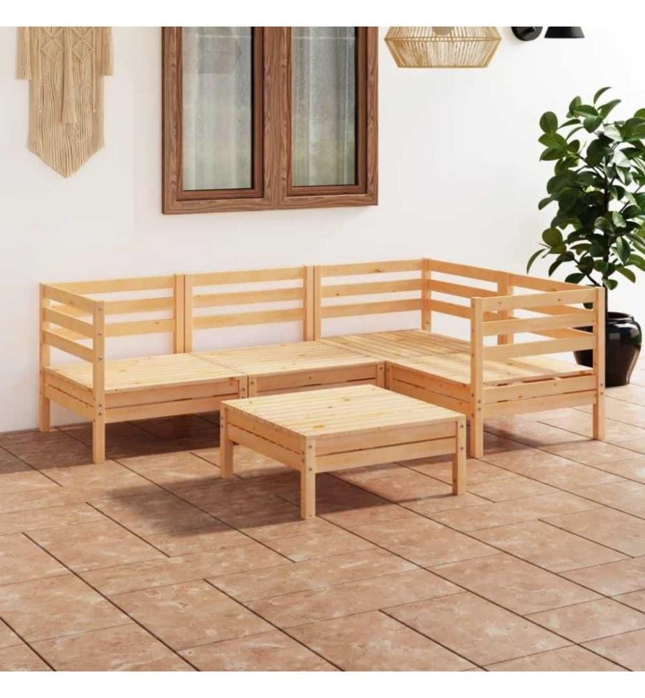 Salon de jardin 5 pcs Bois de pin massif