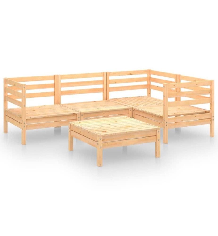 Salon de jardin 5 pcs Bois de pin massif