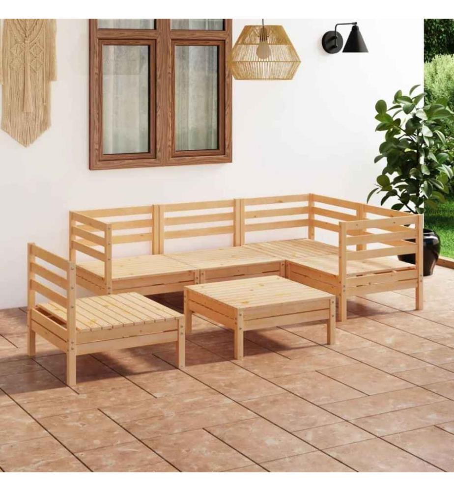 6-tlg. Garten-Lounge-Set Kiefer Massivholz