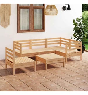 6-tlg. Garten-Lounge-Set Kiefer Massivholz