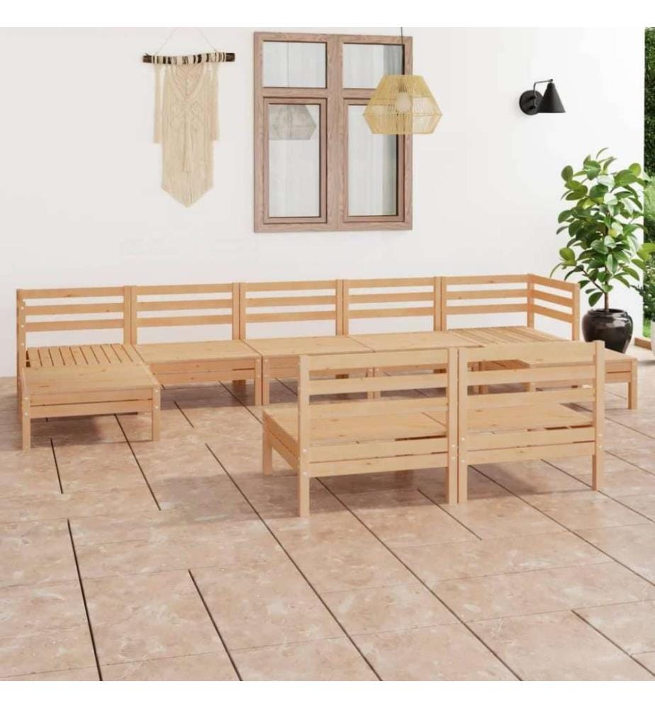 Salon de jardin 9 pcs Bois de pin massif