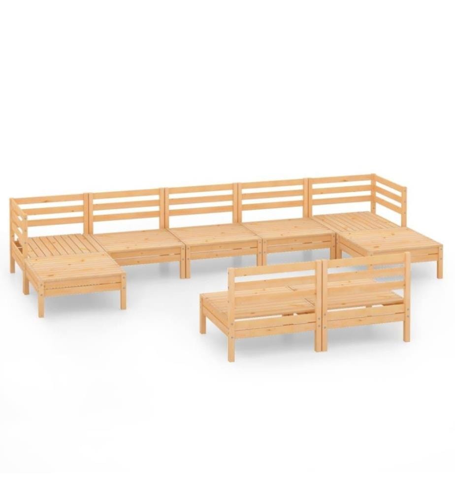 Salon de jardin 9 pcs Bois de pin massif