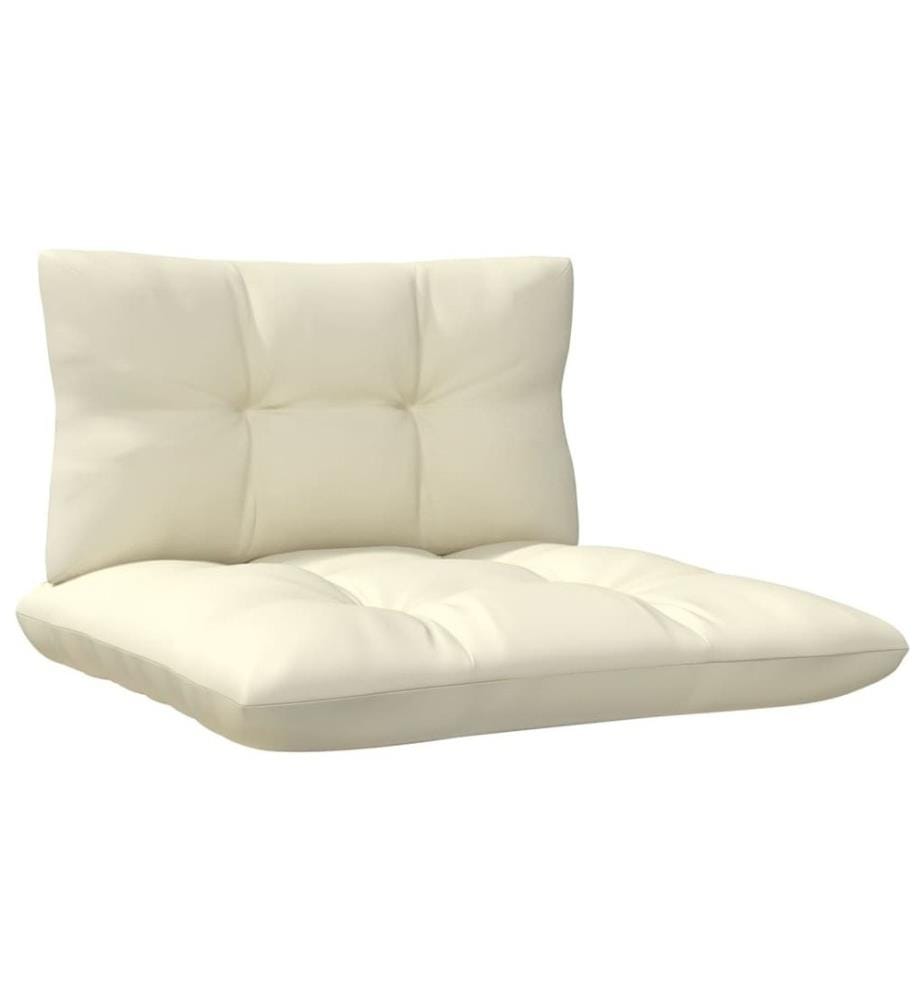 Salon de jardin 5 pcs avec coussins crème bois de pin
