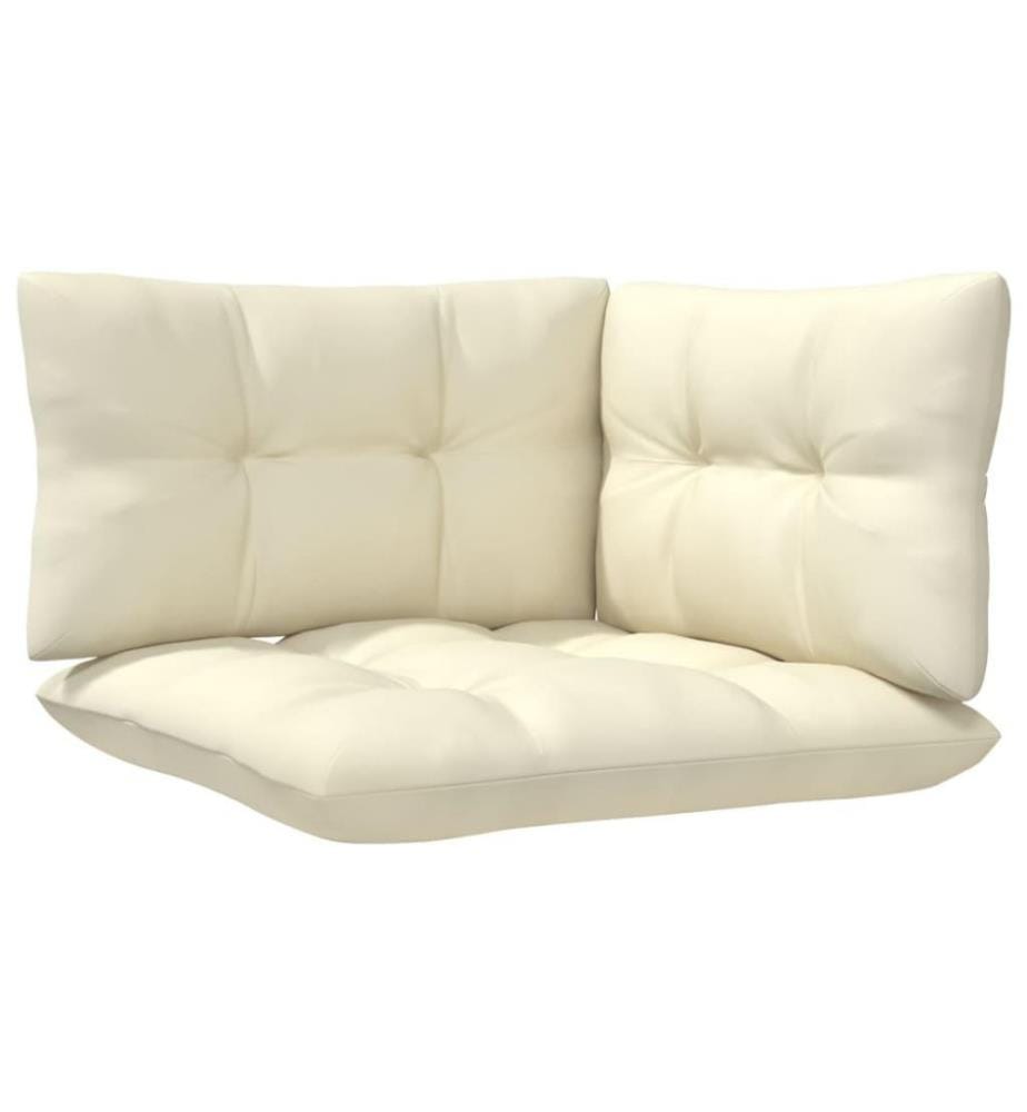 Salon de jardin 3 pcs avec coussins crème Bois de pin
