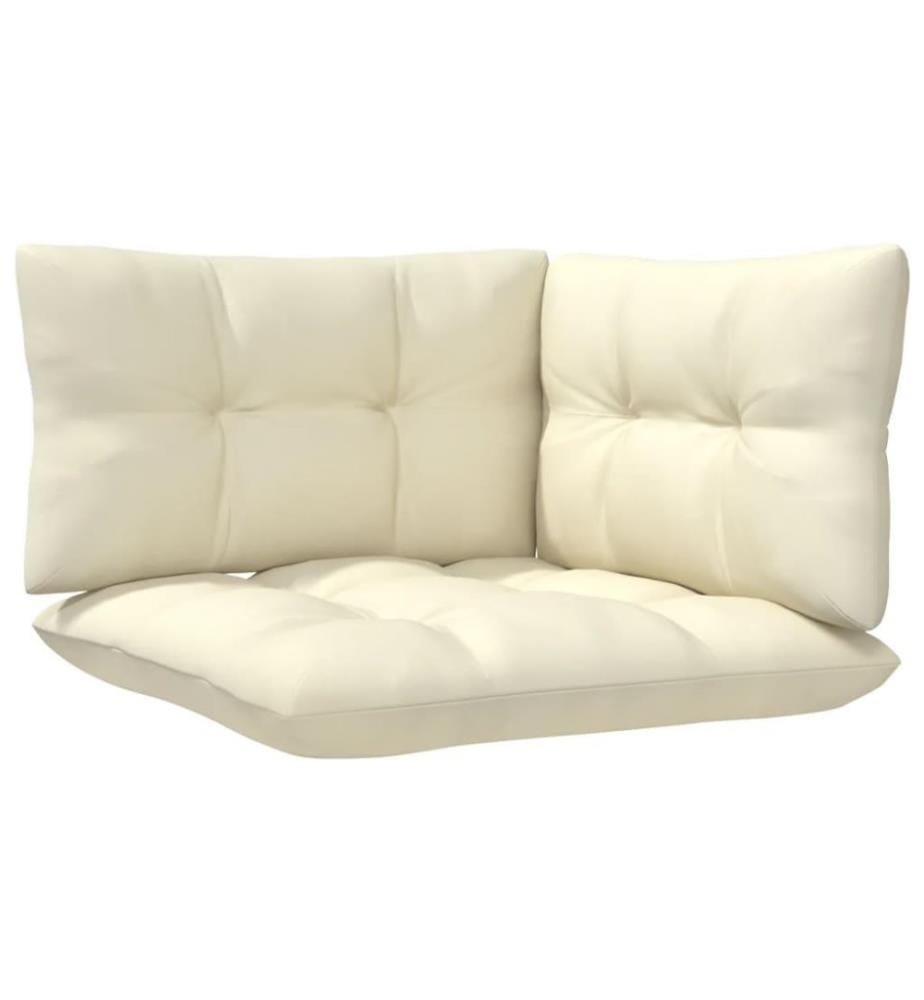 Salon de jardin 5 pcs avec coussins crème Bois de pin