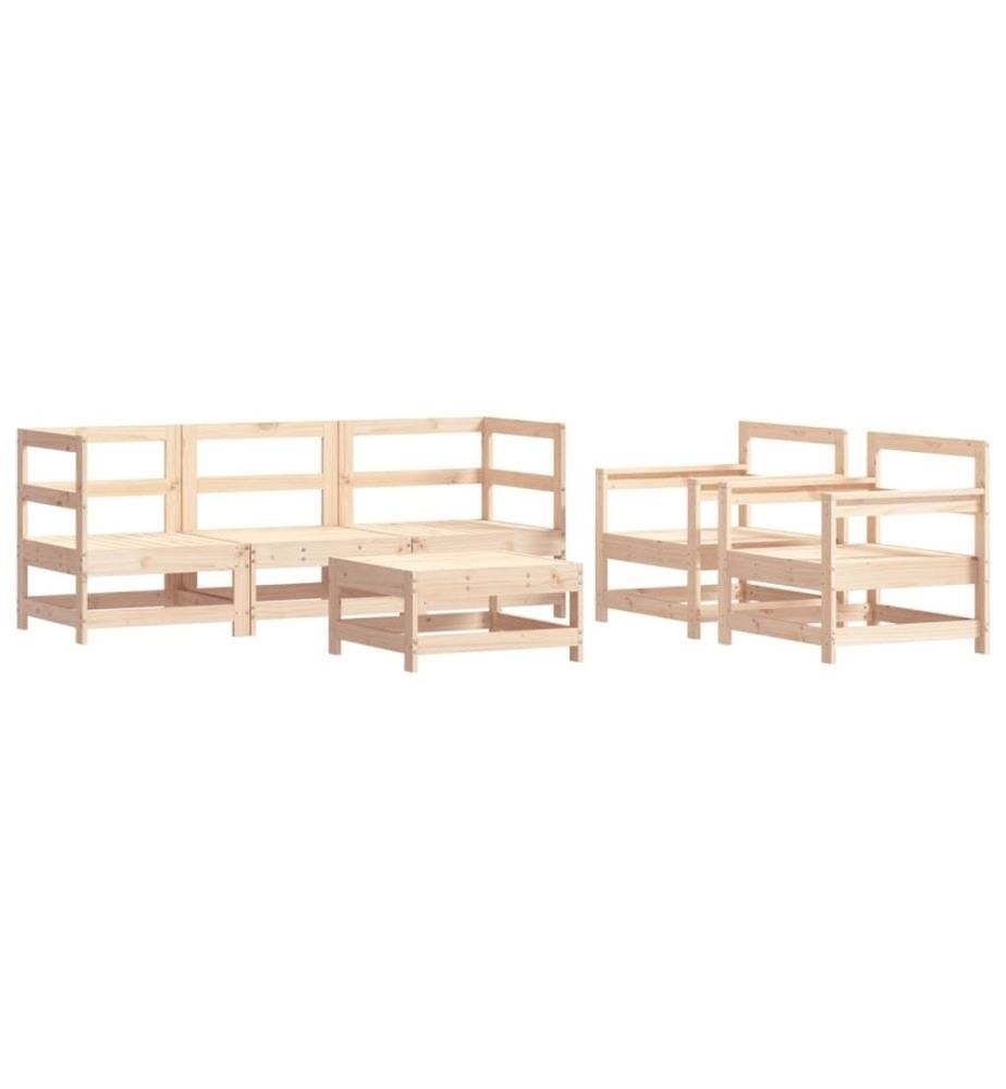 Salon de jardin 6 pcs avec coussins bois massif