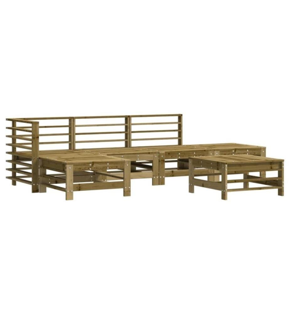 Salon de jardin 6 pcs avec coussins bois de pin imprégné
