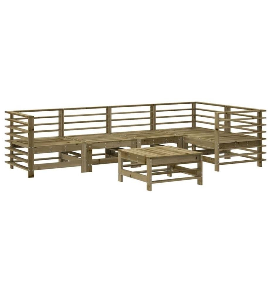 Salon de jardin 6 pcs avec coussins bois de pin imprégné