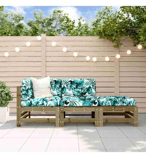 3-tlg. Garten-Lounge-Set mit Kissen Kiefernholz Imprägniert