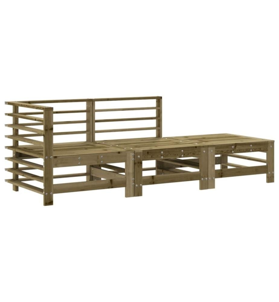 Salon de jardin 3 pcs avec coussins bois de pin imprégné