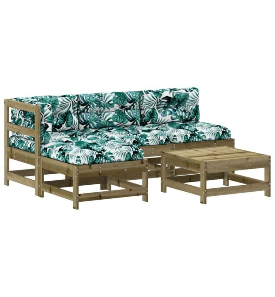 5-tlg. Garten-Lounge-Set mit Kissen Imprägniertes Kiefernholz