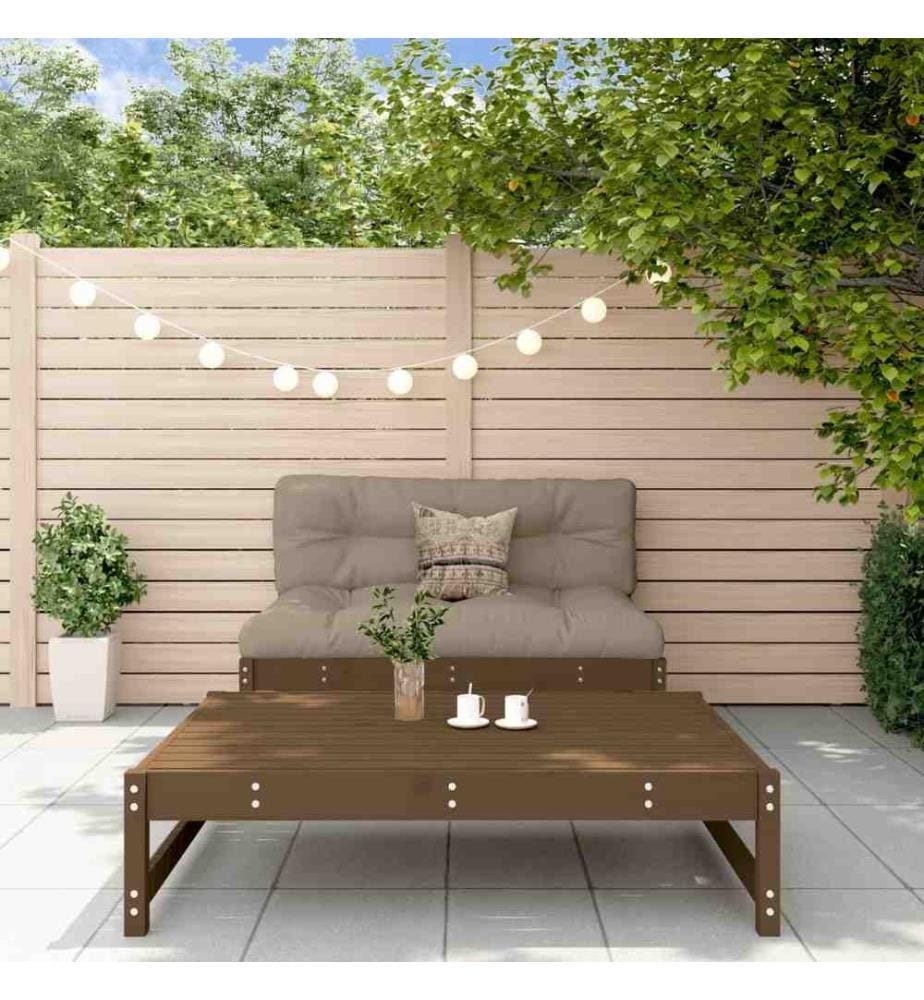Salon de jardin 2 pcs avec coussins marron miel bois massif