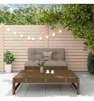 2-tlg. Garten-Lounge-Set mit Kissen Honigbraun Massivholz