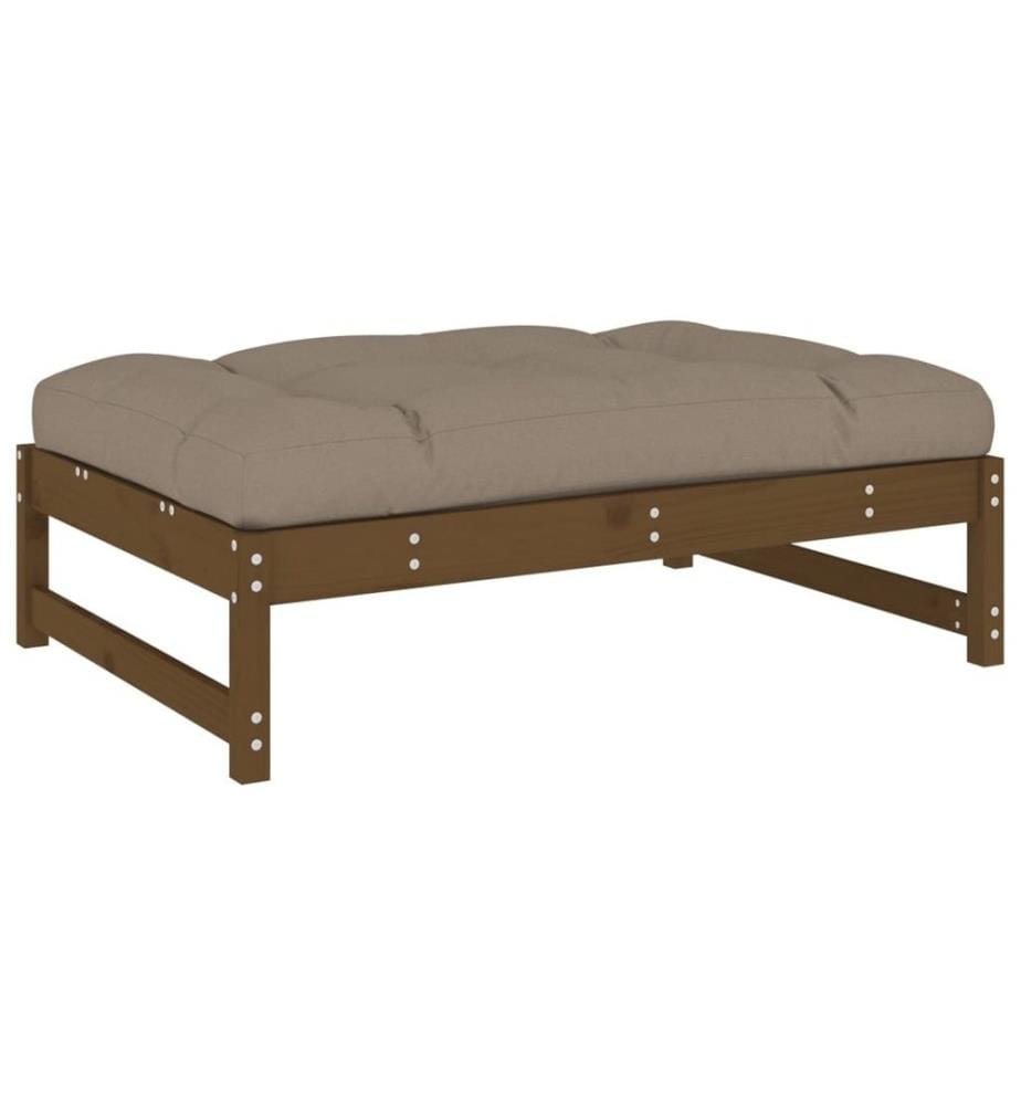 Salon de jardin 2 pcs avec coussins marron miel bois massif
