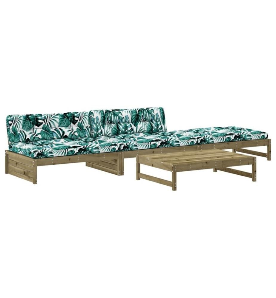 Salon de jardin 4 pcs avec coussins bois de pin imprégné