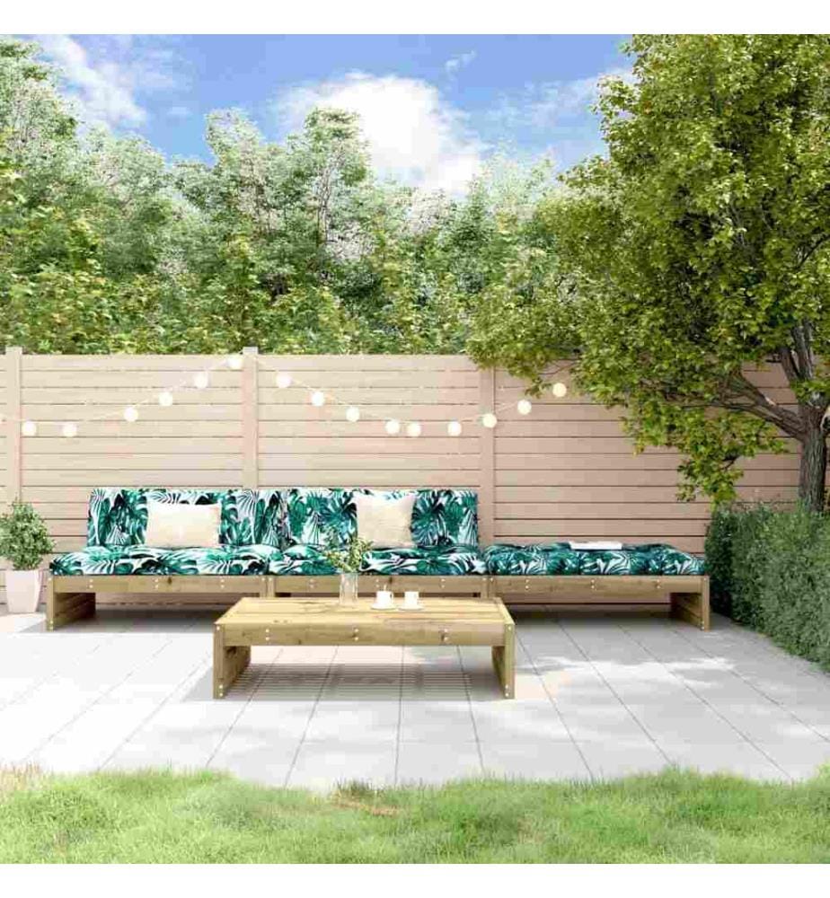 Salon de jardin 4 pcs avec coussins bois de pin imprégné