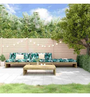 4-tlg. Garten-Lounge-Set mit Kissen Kiefernholz Imprägniert