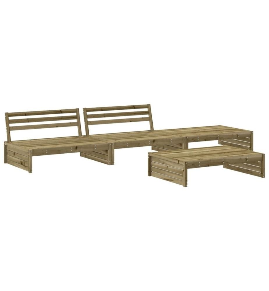 Salon de jardin 4 pcs avec coussins bois de pin imprégné