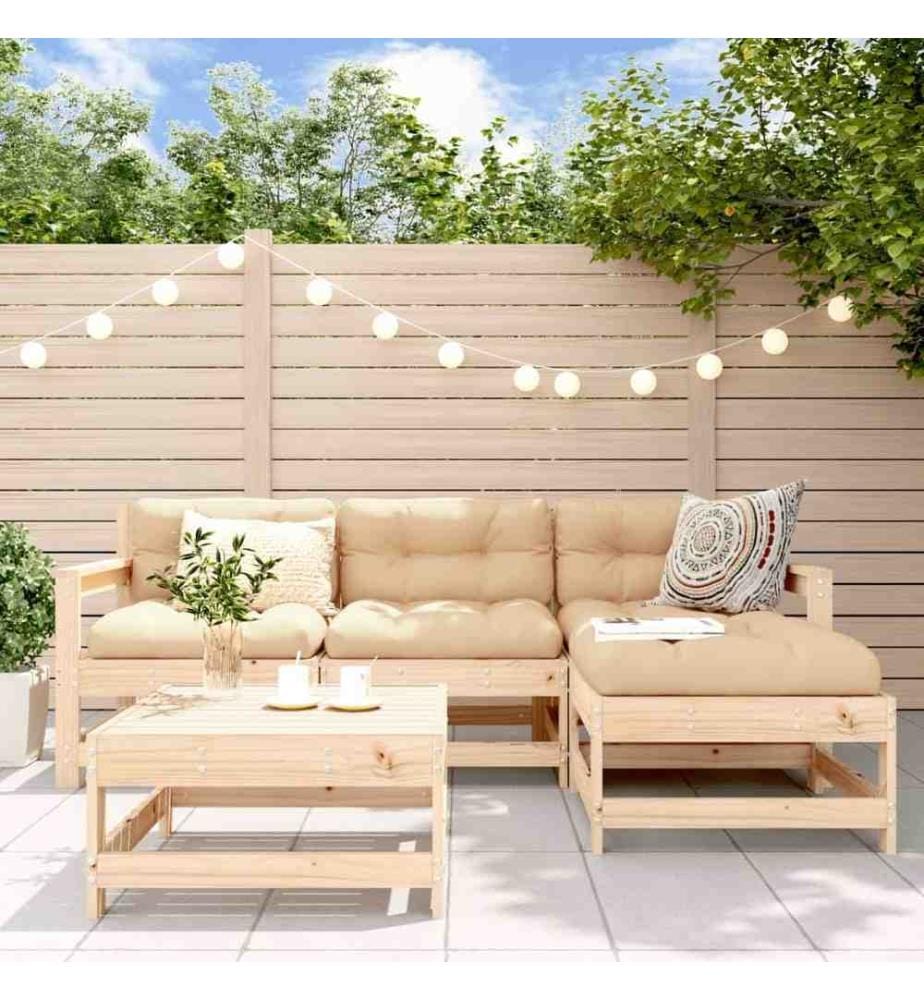 5-tlg. Garten-Lounge-Set Massivholz Kiefer