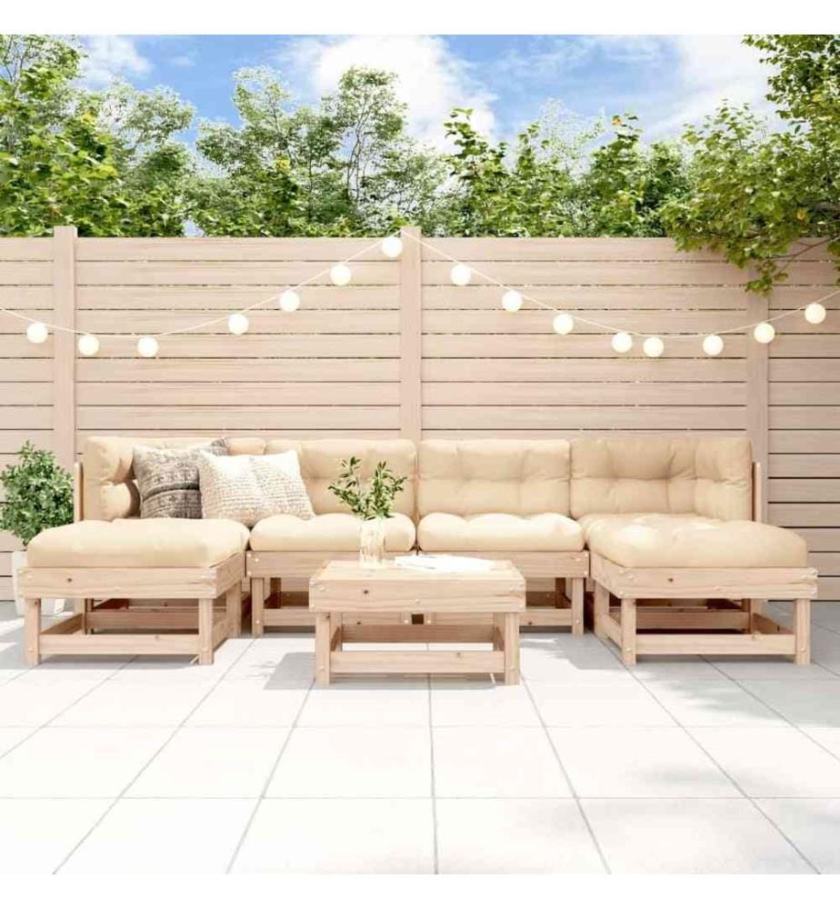 7-tlg. Garten-Lounge-Set Massivholz Kiefer