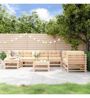 8-tlg. Garten-Lounge-Set Massivholz Kiefer