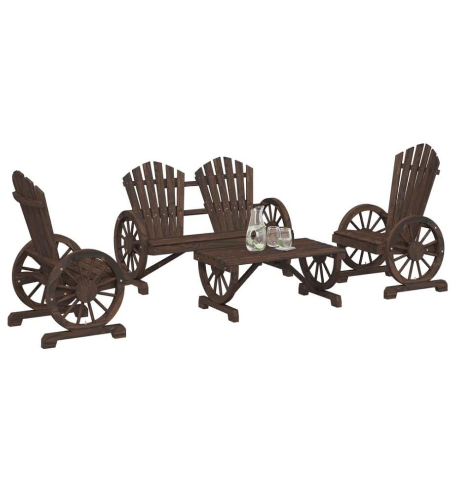 4-tlg. Garten-Lounge-Set Massivholz Tanne