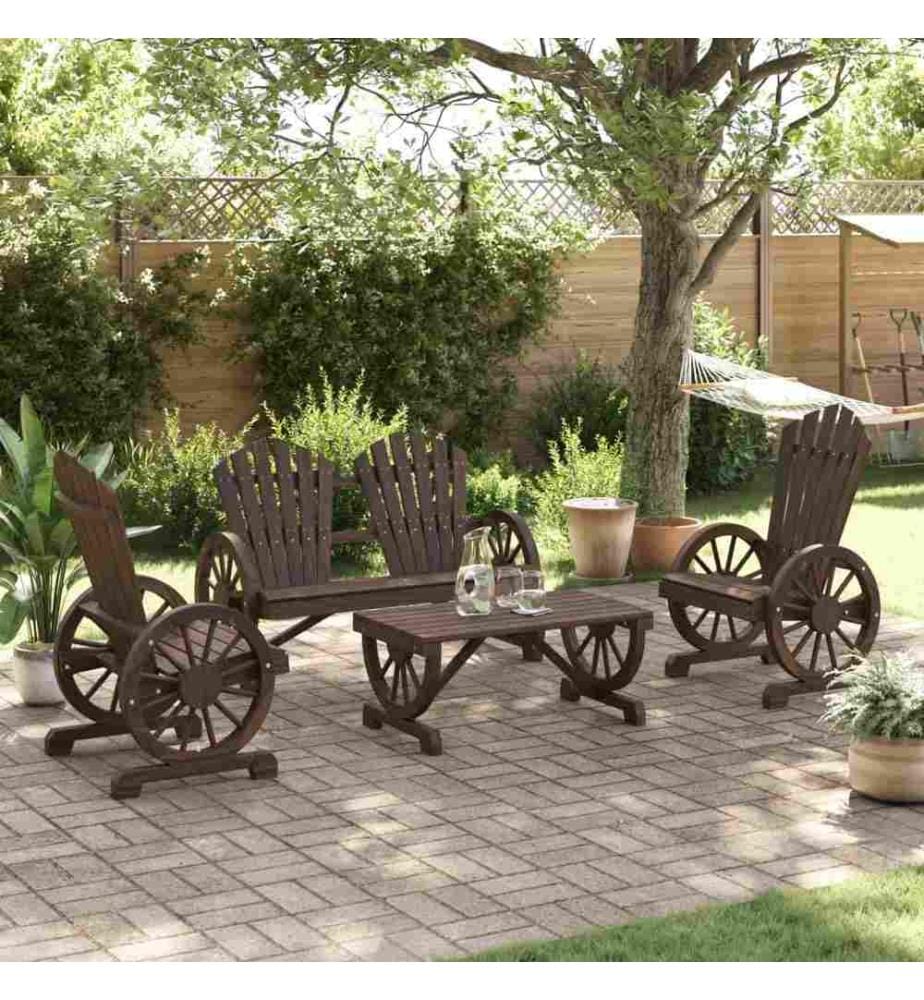 4-tlg. Garten-Lounge-Set Massivholz Tanne