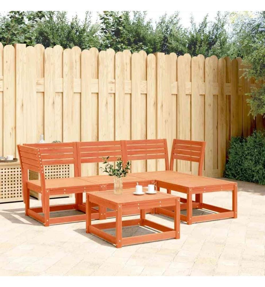 4-tlg. Garten-Lounge-Set Wachsbraun Massivholz Kiefer