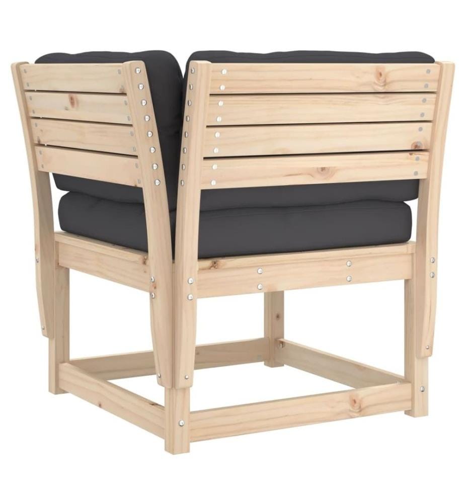 Salon de jardin 3 pcs avec coussins bois de pin massif