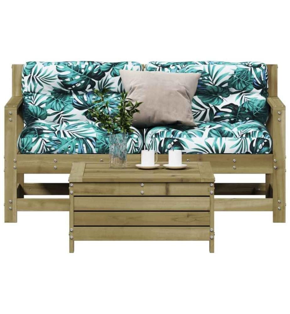 Salon de jardin 3 pcs avec coussins bois de pin imprégné