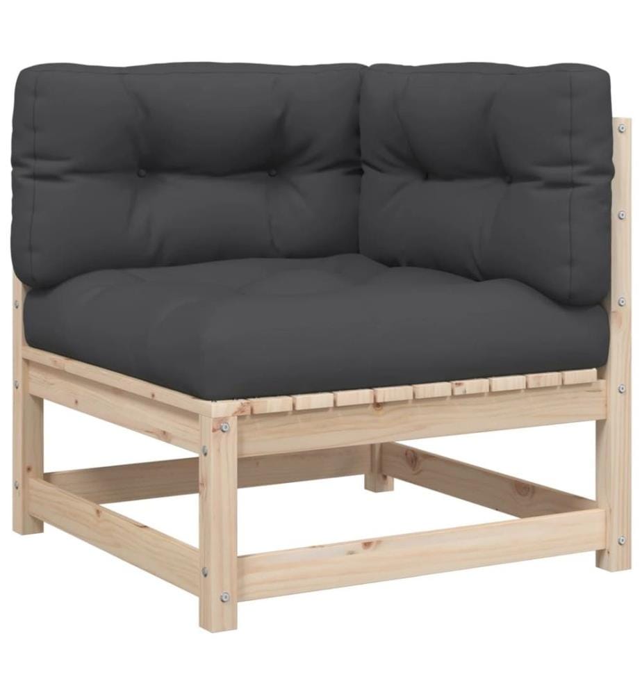 Salon de jardin 3 pcs avec coussins bois de pin massif