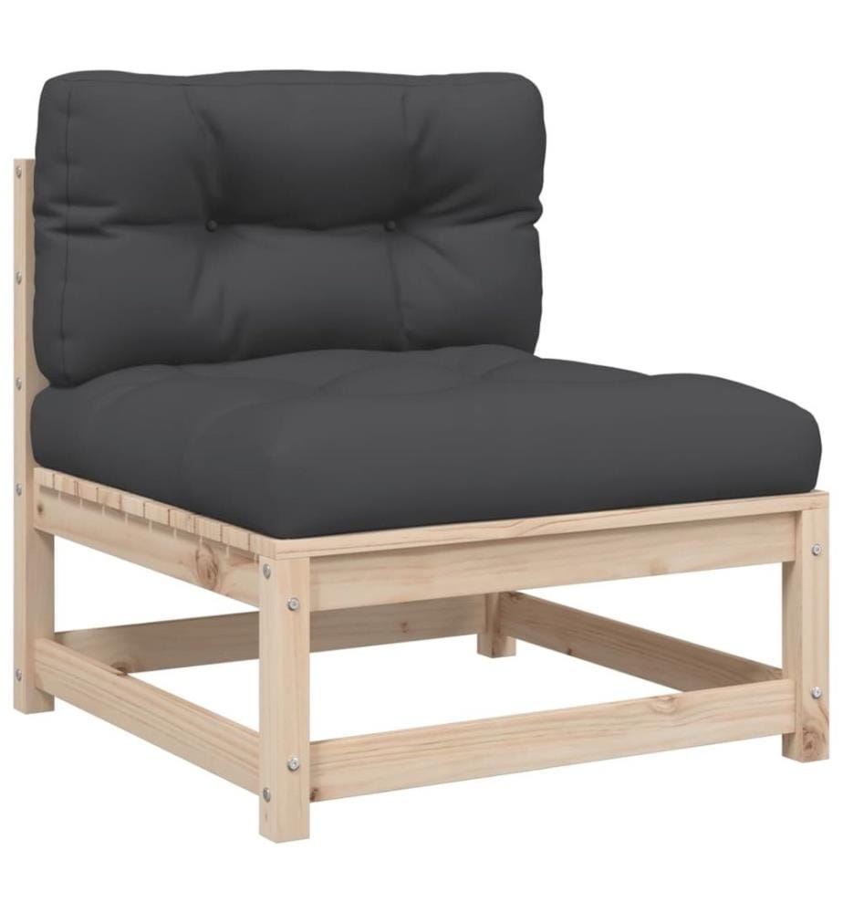 Salon de jardin 3 pcs avec coussins bois de pin massif