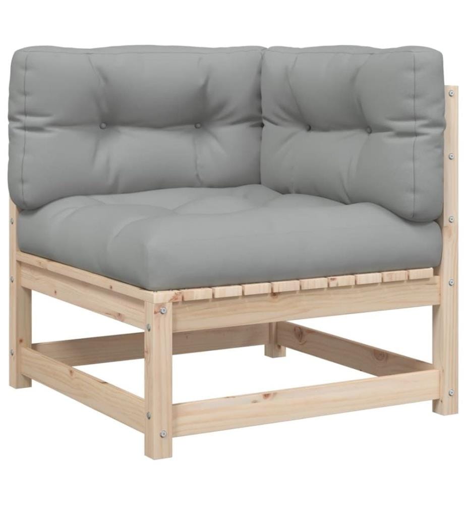Salon de jardin 3 pcs avec coussins bois de pin massif