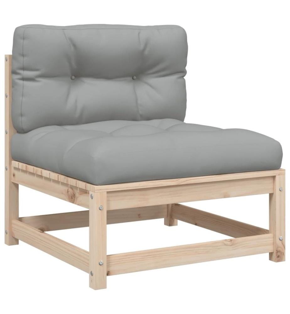 Salon de jardin 3 pcs avec coussins bois de pin massif