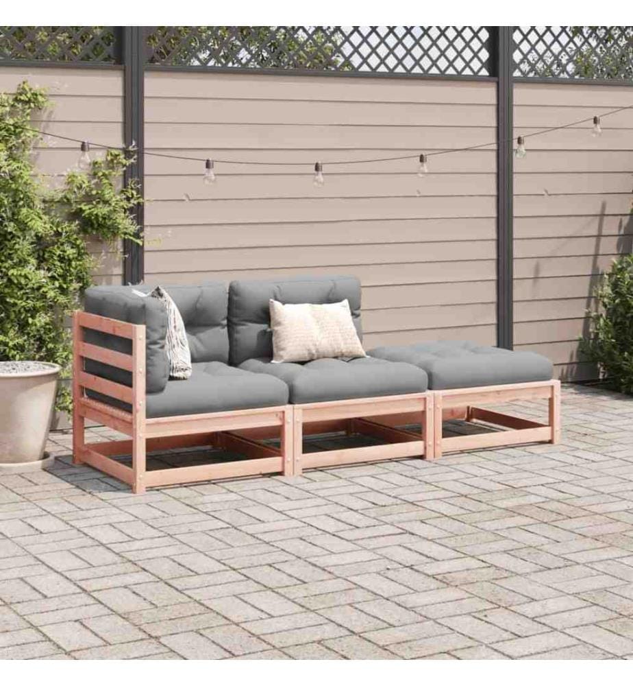 3-tlg. Garten-Sofagarnitur mit Kissen Massivholz Douglasie