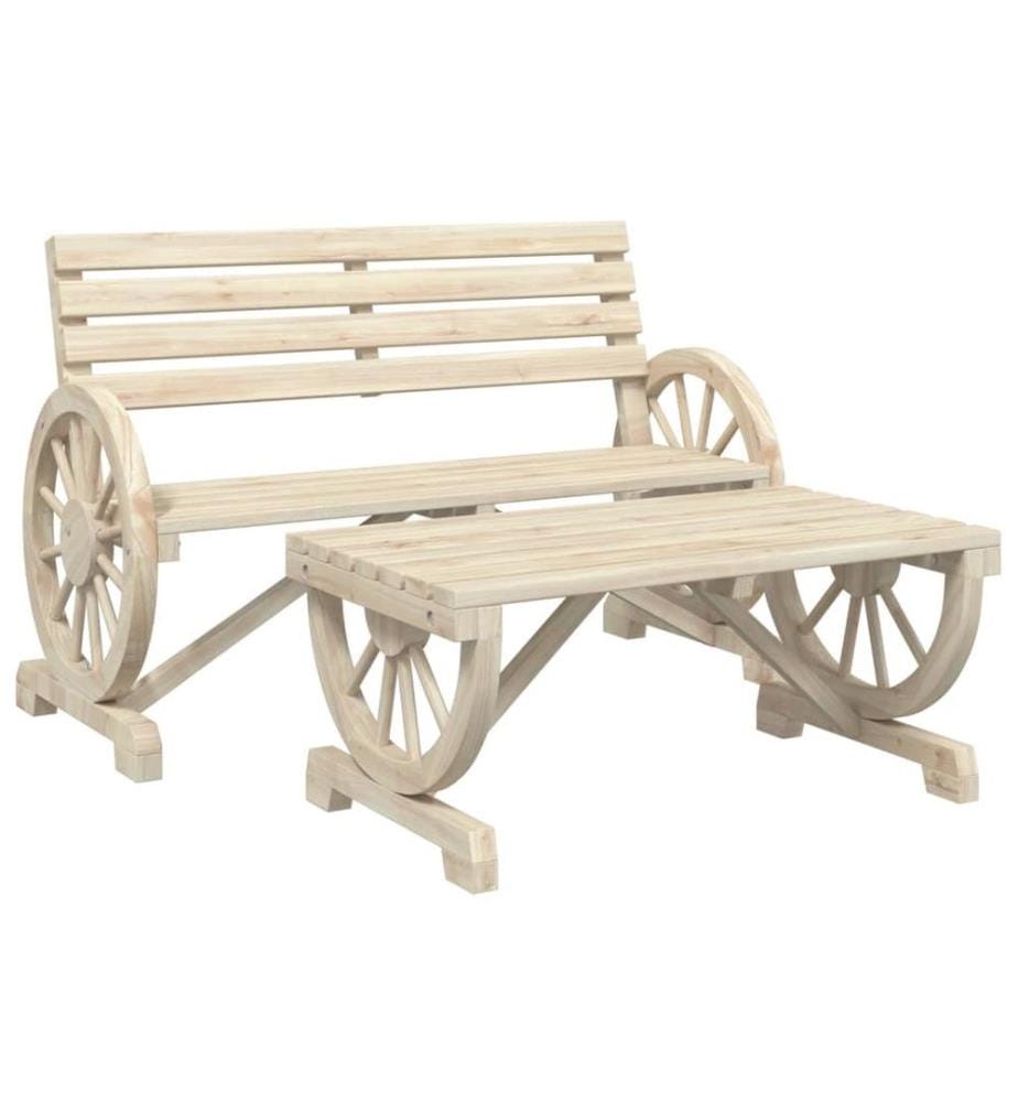 Salon de jardin 2 pcs bois de sapin massif