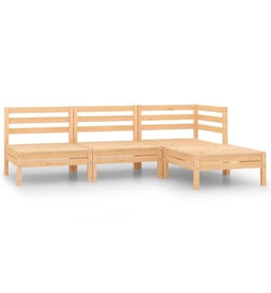 4-tlg. Garten-Lounge-Set Massivholz Kiefer