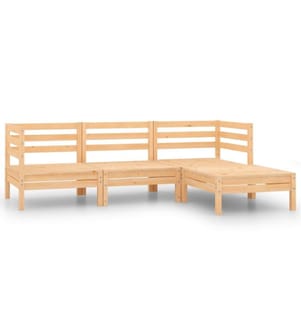 4-tlg. Garten-Lounge-Set Massivholz Kiefer