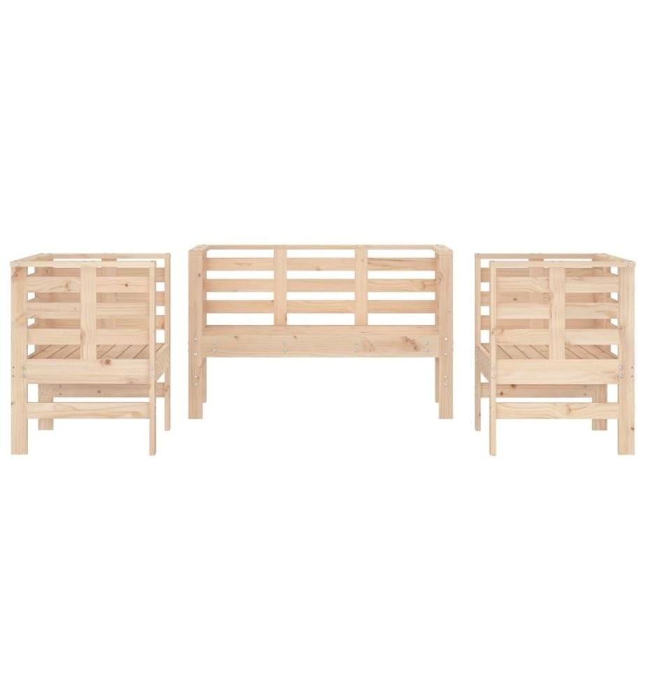 3-tlg. Garten-Lounge-Set Massivholz Kiefer